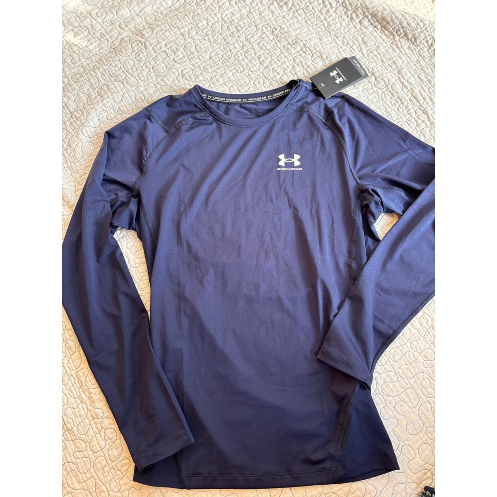 Under Armour HeatGear Mens XL Navy Blue Long Sleeve Compression Shirt - Picture 1 of 5